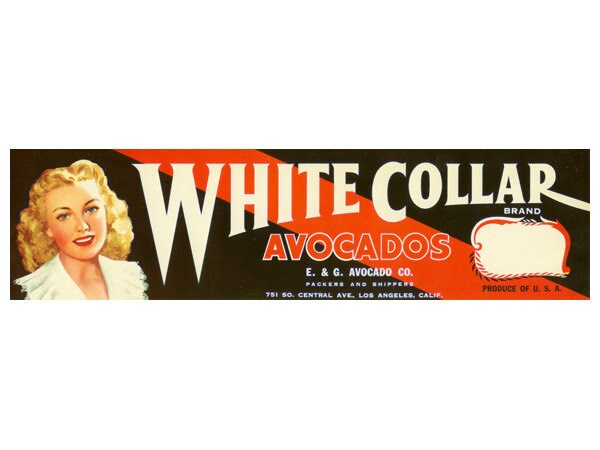 White Collar Avocado Crate label