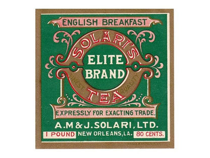 Solari’s Elite Brand New Orleans Tea Label