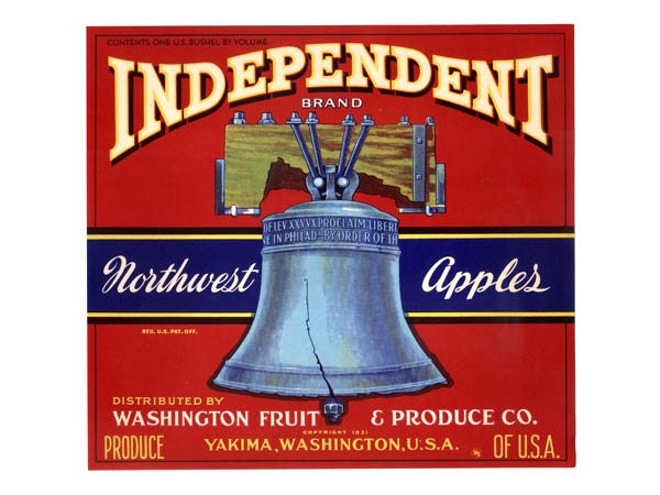 Independent Washington Apple Crate Label - Red