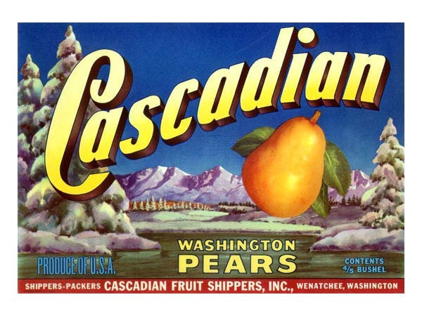 Cascadian Washington Pears Crate Label