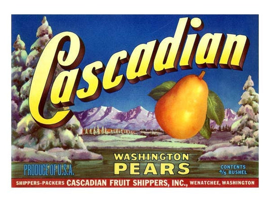 Cascadian Washington Pears Crate Label